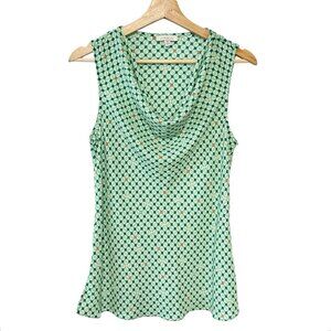 Alex‎ & Lili Mint Green Print Cowl Neck Sleeveless Blouse Tank Top Lightweight